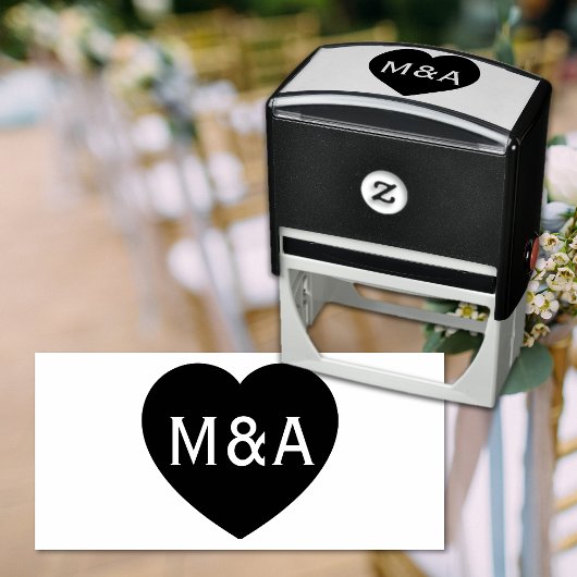 Trouwpaar Monogram Liefde Hart Zelfinktende Stempel