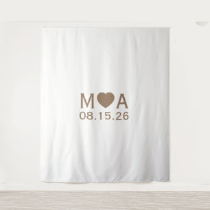 Trouwpaar Monogrammen Achtergrond Wandkleed
