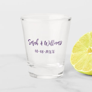 Trouwpaar. Naam datum paarse eenvoudige minimum mo Shot Glas