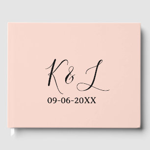 Trouwpaar naam letter datum rood pastel achtergron gastenboek