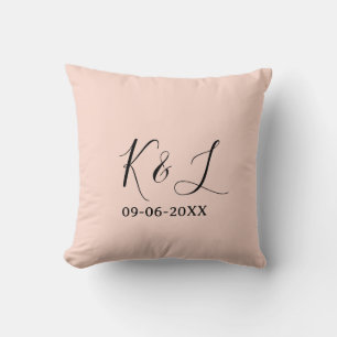 Trouwpaar naam letter datum rood pastelkleurige ac kussen