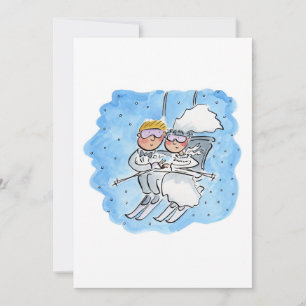 Trouwpaar op een skilift kaart