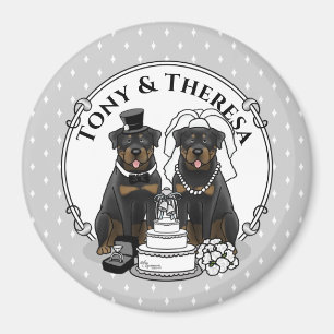 Trouwpaar Rottweilers Bruid en Bruidegom Honden Magneet