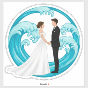 Trouwpaar Silhouet Houden Handen Vast Sticker