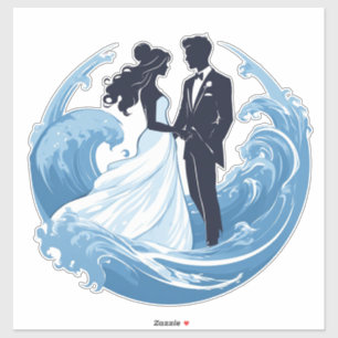 Trouwpaar Silhouet Houden Handen Vast Sticker