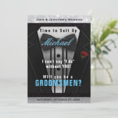 Trouwpak bruidsjonker uitnodiging (Staand voorkant)