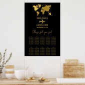 Trouwpaspoort Zwart Goud Zitplaatsenkaart Poster (Keuken)