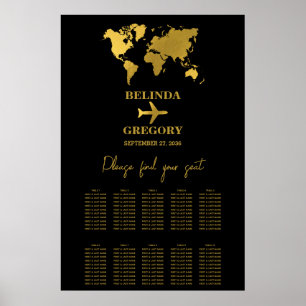 Trouwpaspoort Zwart Goud Zitplaatsenkaart Poster