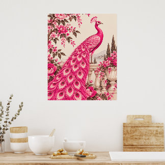 Trouwpauw Botanisch | Roze Couture Poster