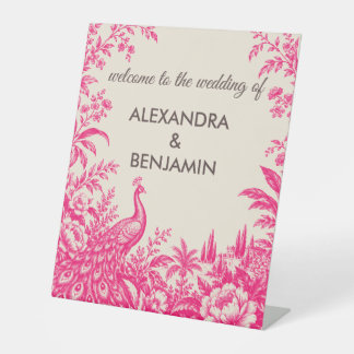 Trouwpauw Botanisch | Roze Couture Reclamebord Met Voetstuk