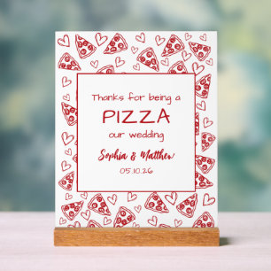 Trouwpizza na feest rood Italiaanse hand getekend Acryl Bord