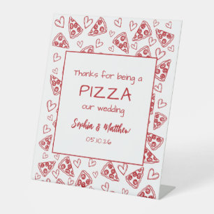 Trouwpizza na feest rood Italiaanse hand getekend Reclamebord Met Voetstuk