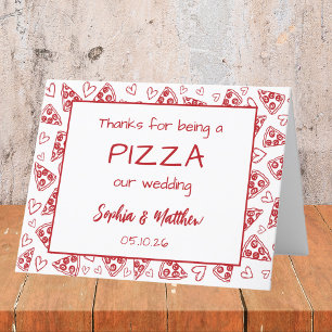 Trouwpizza Rood Italiaans Hand getekend Grappig Bedankkaart