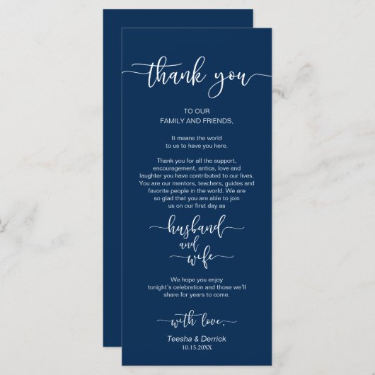 Trouwplaats instelling Dank u, Navy Blue, Kaart (Voorkant / Achterkant)