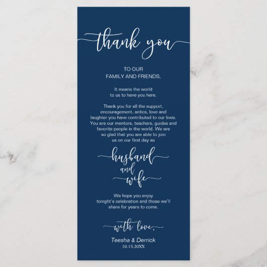 Trouwplaats instelling Dank u, Navy Blue, Kaart (Voorkant)