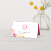 Trouwplaats kaarten Monogram roze bloemen (Achterkant)
