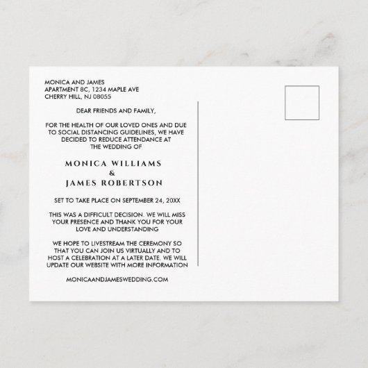 Trouwplannen Gewijzigd Elegant Aankondigingskaart (Achterkant)