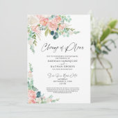 Trouwplannen Gewijzigd Roze Bloemmotief Kaart (Staand voorkant)