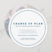 Trouwplannen gewijzigd uitgesteld blauw wit save the date (Voorkant / Achterkant)