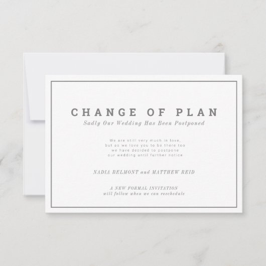 Trouwplannen wijziging van plan uitgesteld landsch save the date (Voorkant)