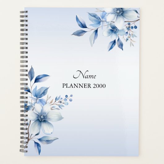 Trouwplanner met botanische blauwe bloemen planner (Voorkant)