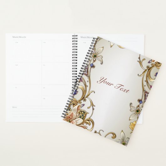 Trouwplanner met witte gouden bloem planner (Display)