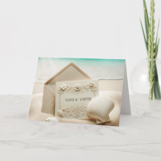 Trouwplantage in het strand zand kaart (Voorkant)