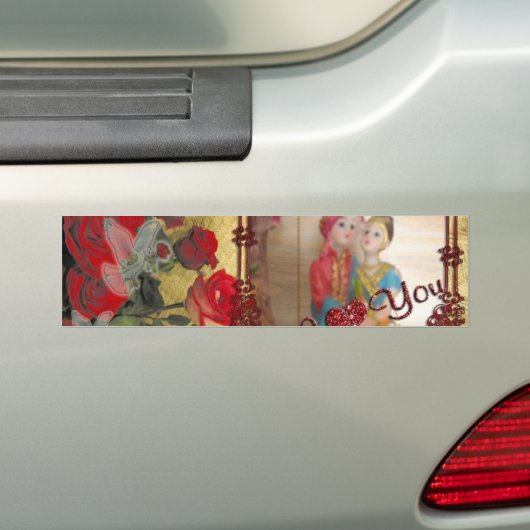 Trouwpop Portret Grafische kunst Print Bumpersticker (Op auto)