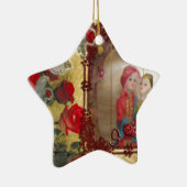 Trouwpop Portret Grafische kunst Print Keramisch Ornament (Rechts)