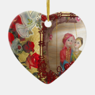 Trouwpop Portret Grafische kunst Print Keramisch Ornament