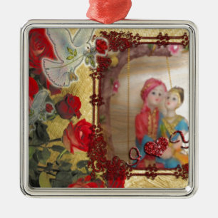 Trouwpop Portret Grafische kunst Print Metalen Ornament