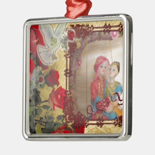 Trouwpop Portret Grafische kunst Print Metalen Ornament (Links)