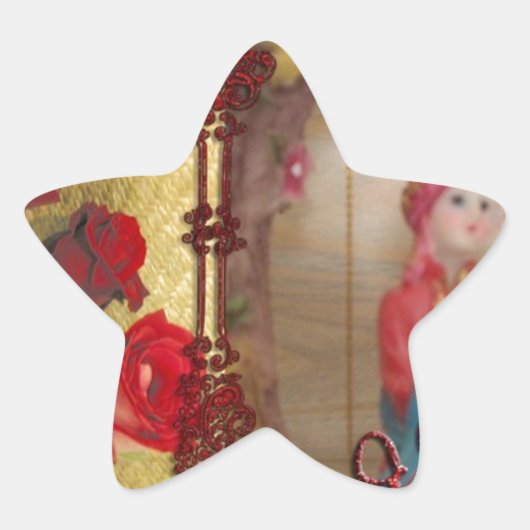 Trouwpop Portret Grafische kunst Print Ster Sticker (Voorkant)