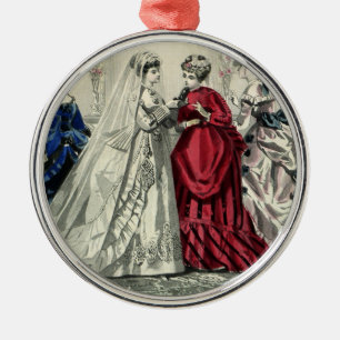 Trouwportret van een Victoriaanse bruiloftsgroep Metalen Ornament