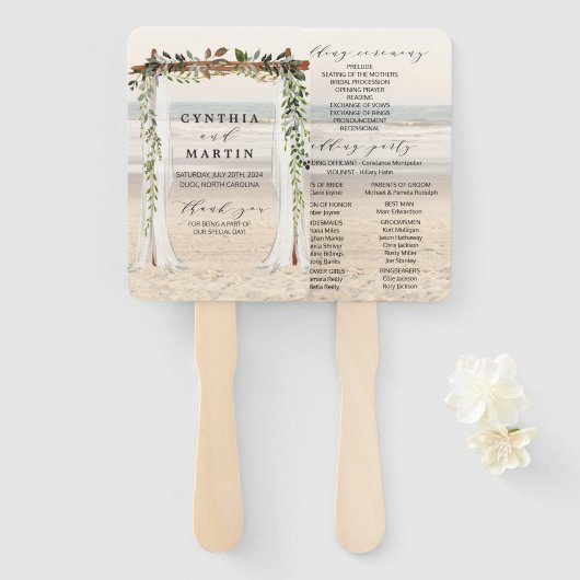 Trouwprieel Strand Handwaaiers Handwaaier (Voorkant en achterkant)