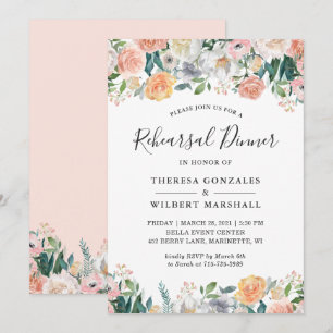 Trouwproef diner uitnodiging Garden Rose Peony