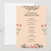 Trouwprogramma – Aquarel Bloemige Beige Ontwerp Programma (Voorkant / Achterkant)