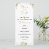 Trouwprogramma bloemenblush en goud elegant programma (Staand voorkant)