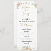 Trouwprogramma bloemenblush en goud elegant programma (Voorkant / Achterkant)