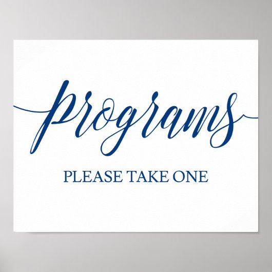 Trouwprogramma Bord met Navy Blauwe Calligrafie Poster (Voorkant)