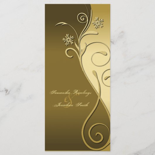 Trouwprogramma - Classy Brown & Gold Floral Programma (Voorkant)