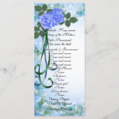 Trouwprogramma elegante Blauwe Rozen blauwgroen li Programma (Achterkant)