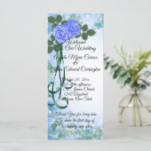Trouwprogramma elegante Blauwe Rozen blauwgroen li Programma (Staand voorkant)