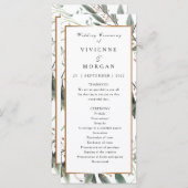 Trouwprogramma elegante waterverf groen bladgoud programma (Voorkant / Achterkant)