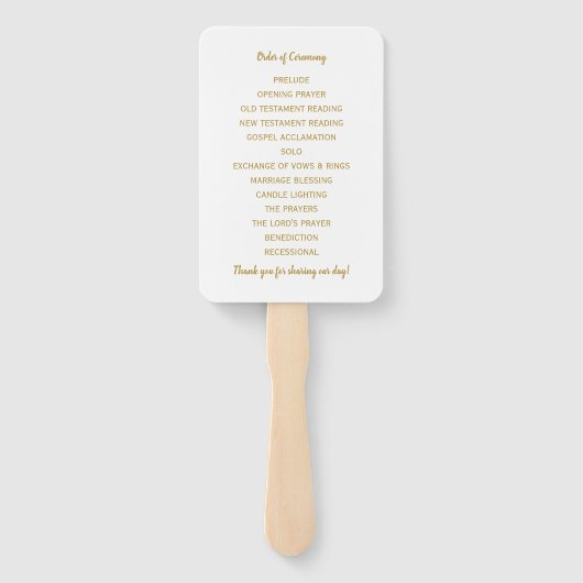 Trouwprogramma Fans | Borstel Script-Faux Gouden f Handwaaier (Achterkant)