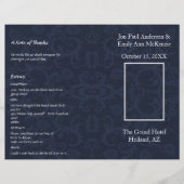 Trouwprogramma foto's marineblauw & wit damast (Voorkant)