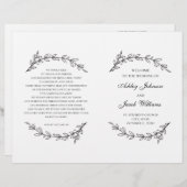 Trouwprogramma gevouwen. Zwart-wit botanisch (Voorkant / Achterkant)