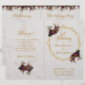 Trouwprogramma Goud Bourgondië Witte Marmeren Pioe (Voorkant / Achterkant)