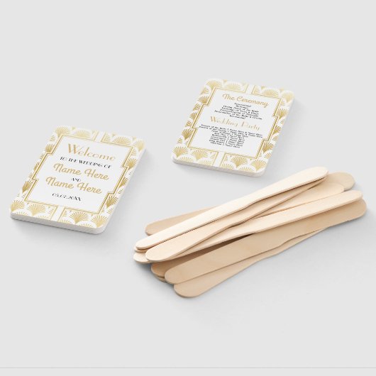 Trouwprogramma Hand Fan 1920's Twenties Gold Handwaaier (Niet-gemonteerd)