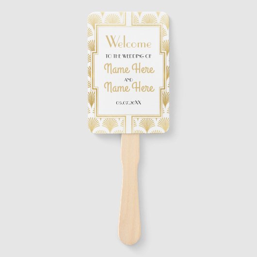 Trouwprogramma Hand Fan 1920's Twenties Gold Handwaaier (Voorkant)